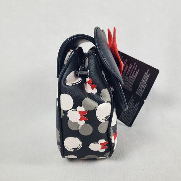Loungefly Disney Minnie Mouse Crossbody Red Bow Polka Dots Purse with Cardholder - Picture 5 of 7